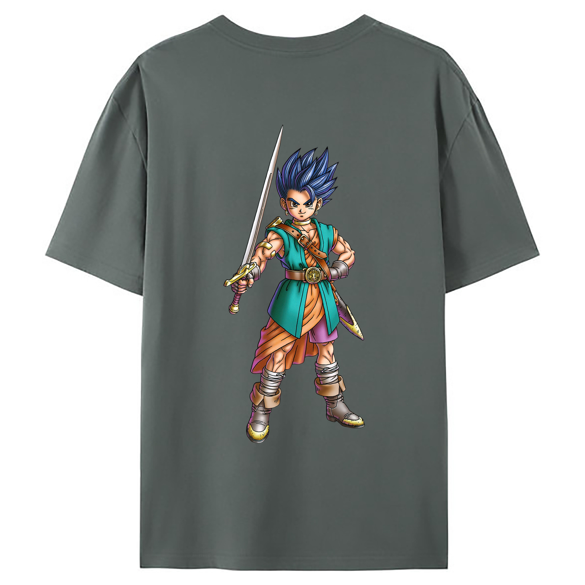 （画像用） ドラゴンクエスト Doragon Kuesuto Dragon Quest 綿100％ メンズ半袖Tシャツ（バックプリント） 通気性